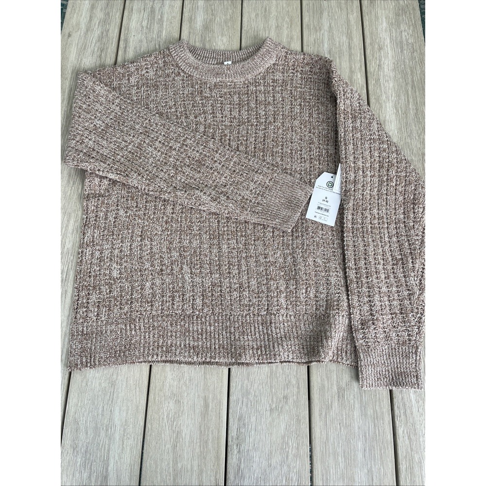 Time and True Women Camel Suede Tweed Texture Pullover Sweater Small 4-6 NWT‎